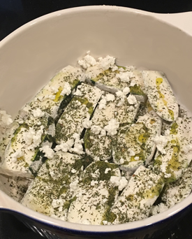 Layer zucchini, feta cheese, mint and dill with drizzled extra virgin olive oil for a vitamin K-rich dish.